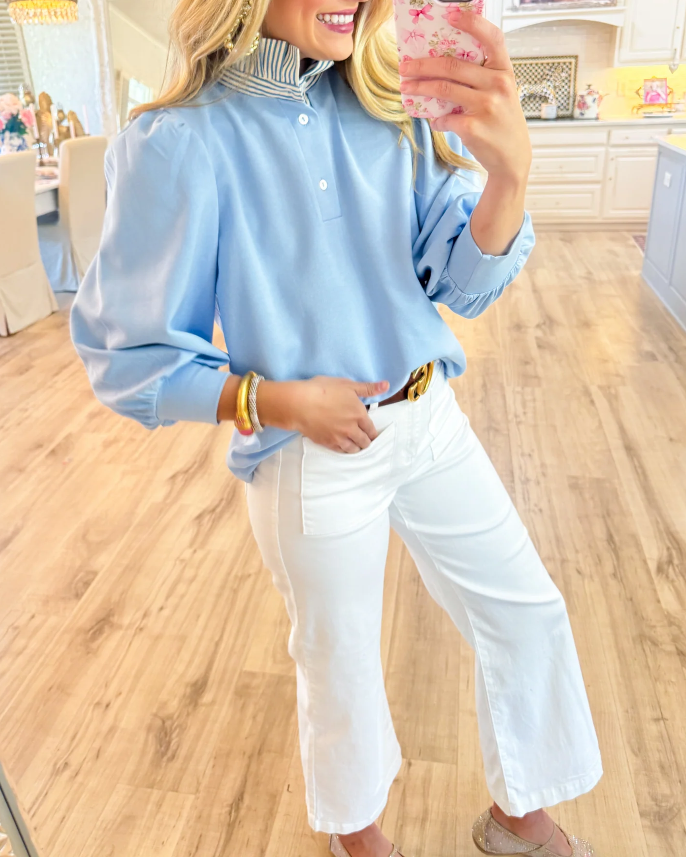 Leaf-edge patchwork top