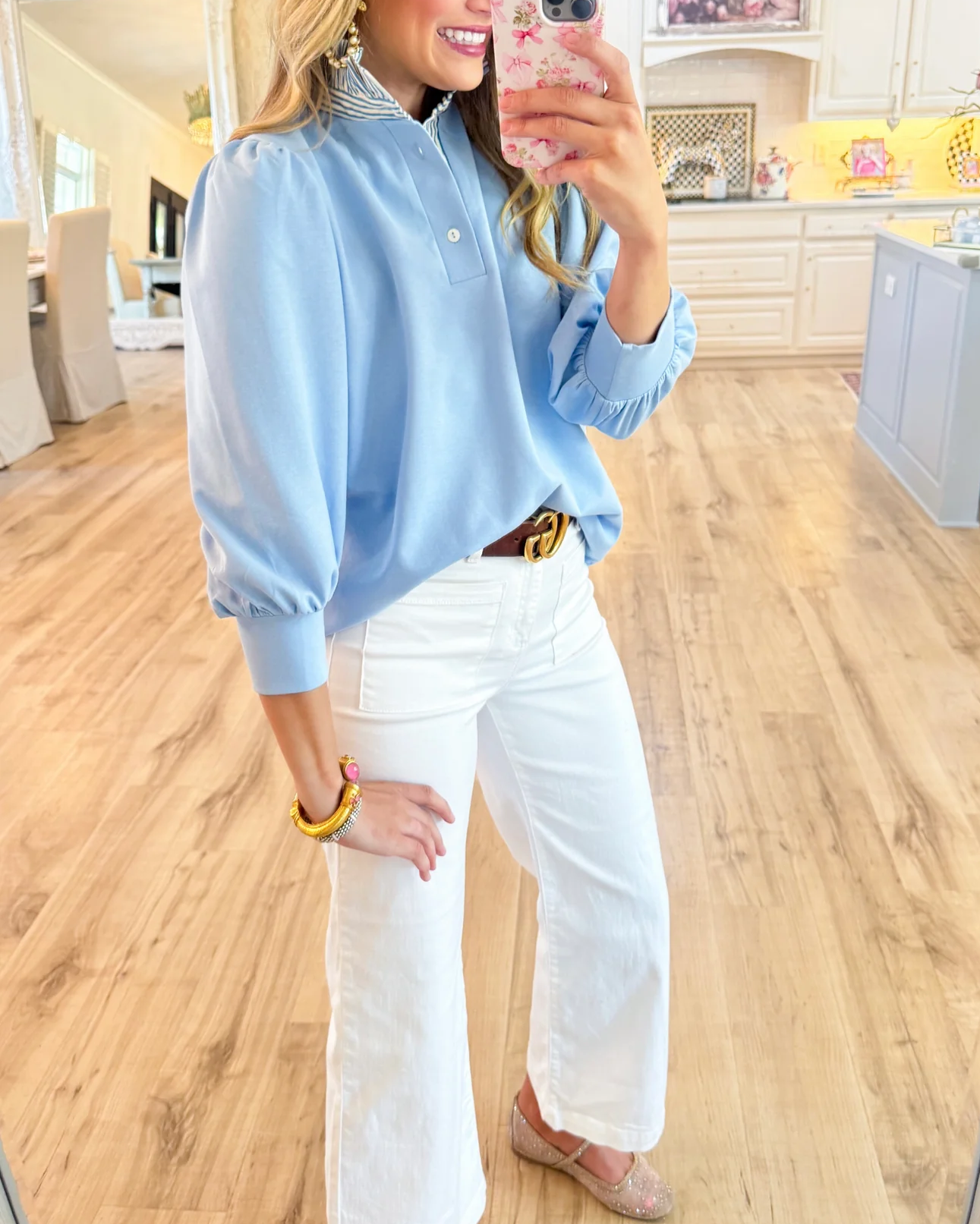 Leaf-edge patchwork top