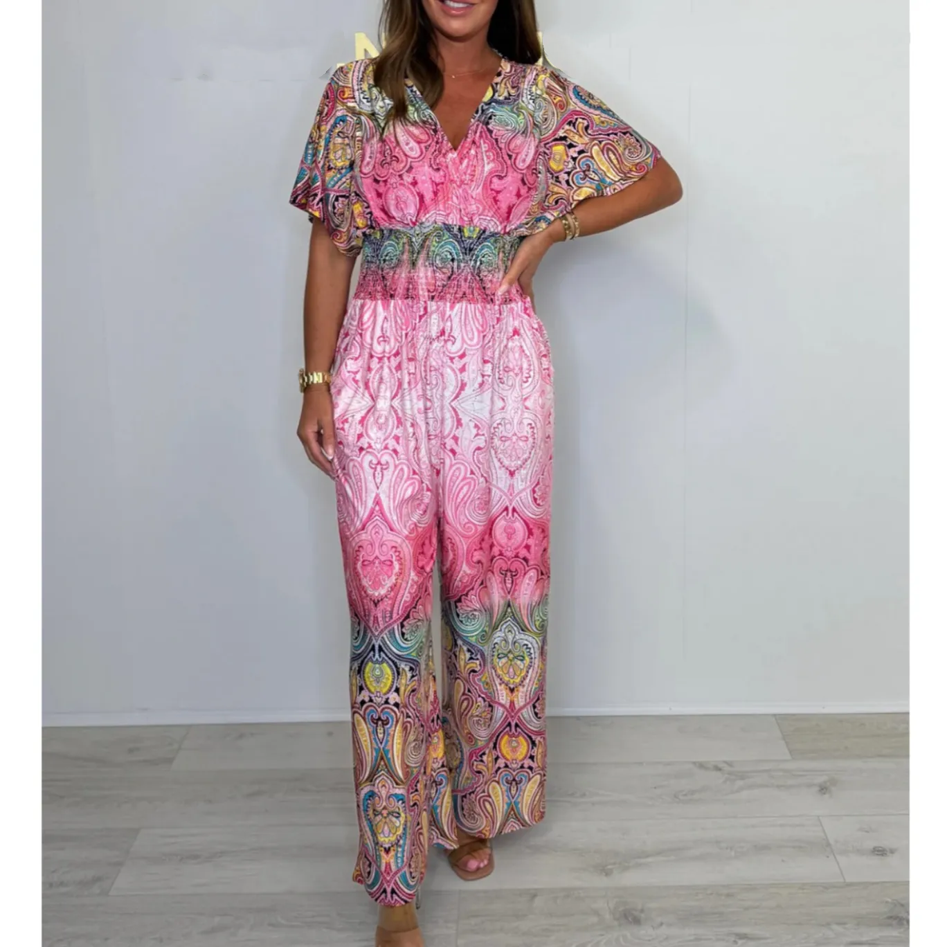 🌷 Summer Hot Sale 49% Off - Bohemian Print Wide Leg Jumpsuit