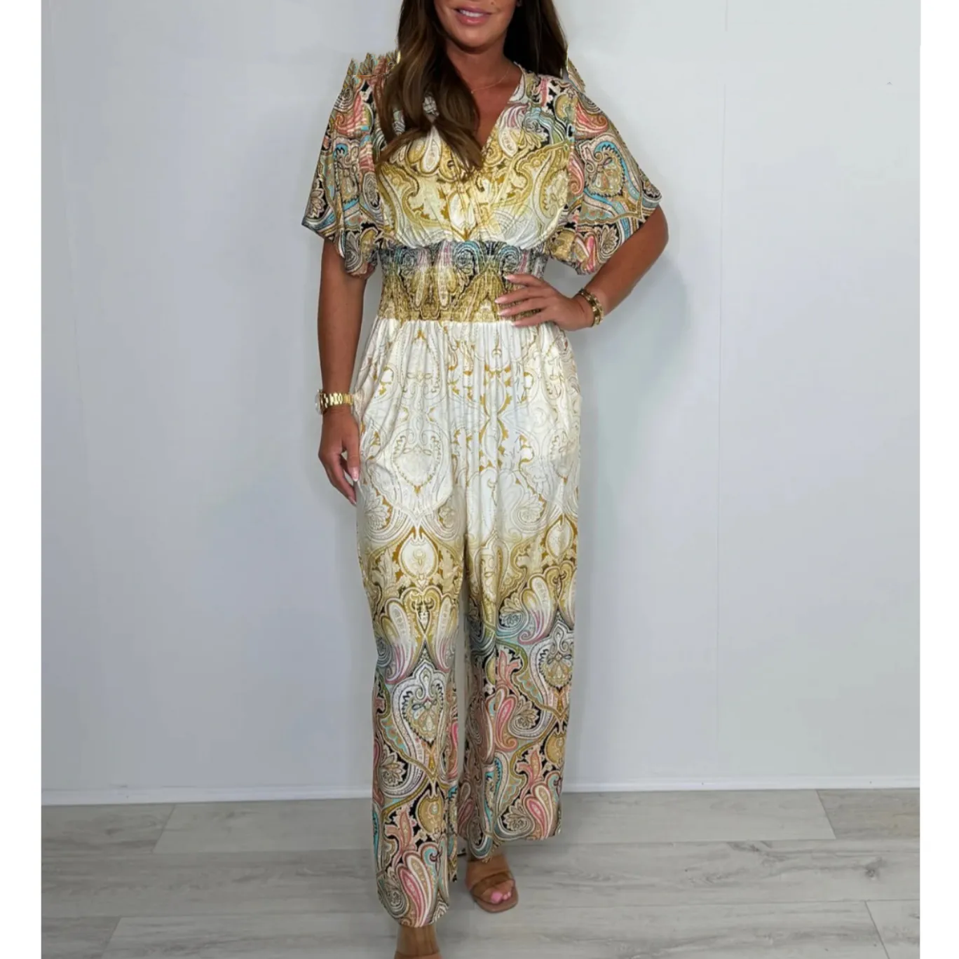 🌷 Summer Hot Sale 49% Off - Bohemian Print Wide Leg Jumpsuit