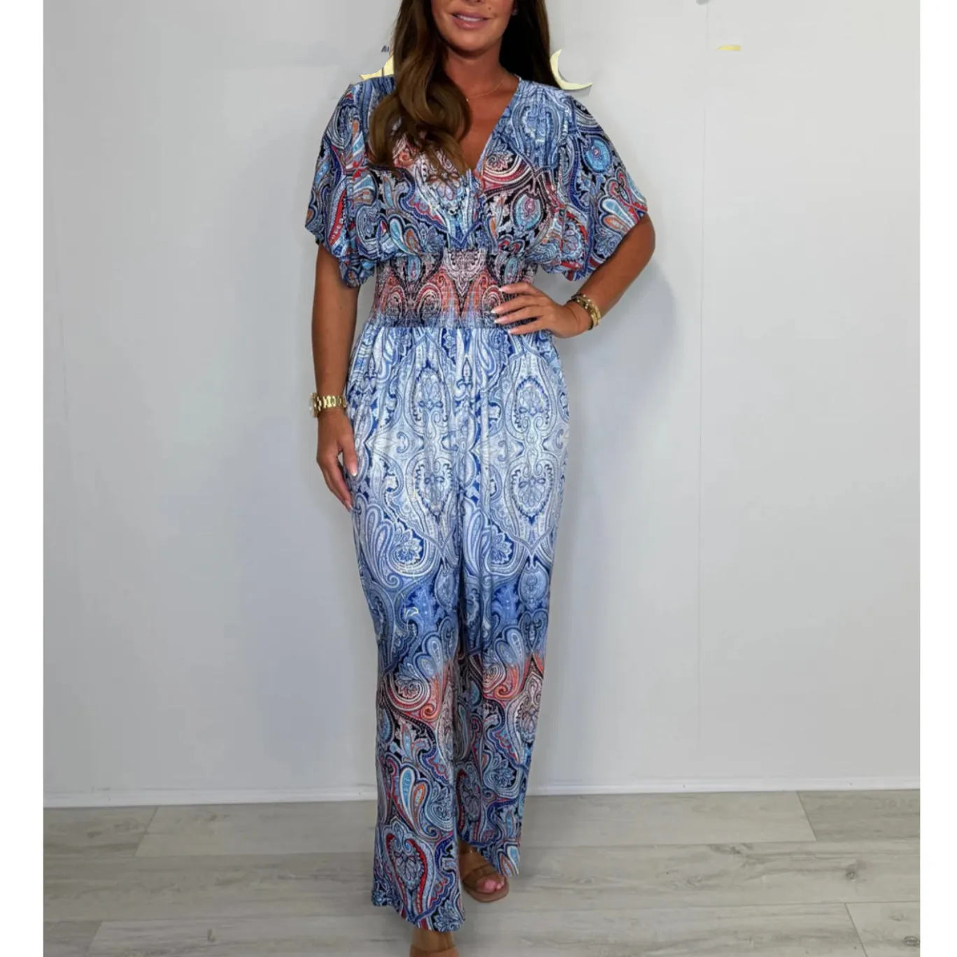 🌷 Summer Hot Sale 49% Off - Bohemian Print Wide Leg Jumpsuit