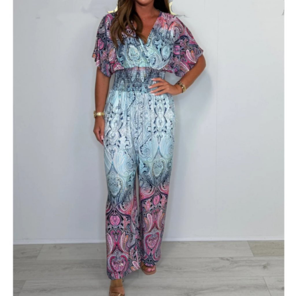 🌷 Summer Hot Sale 49% Off - Bohemian Print Wide Leg Jumpsuit