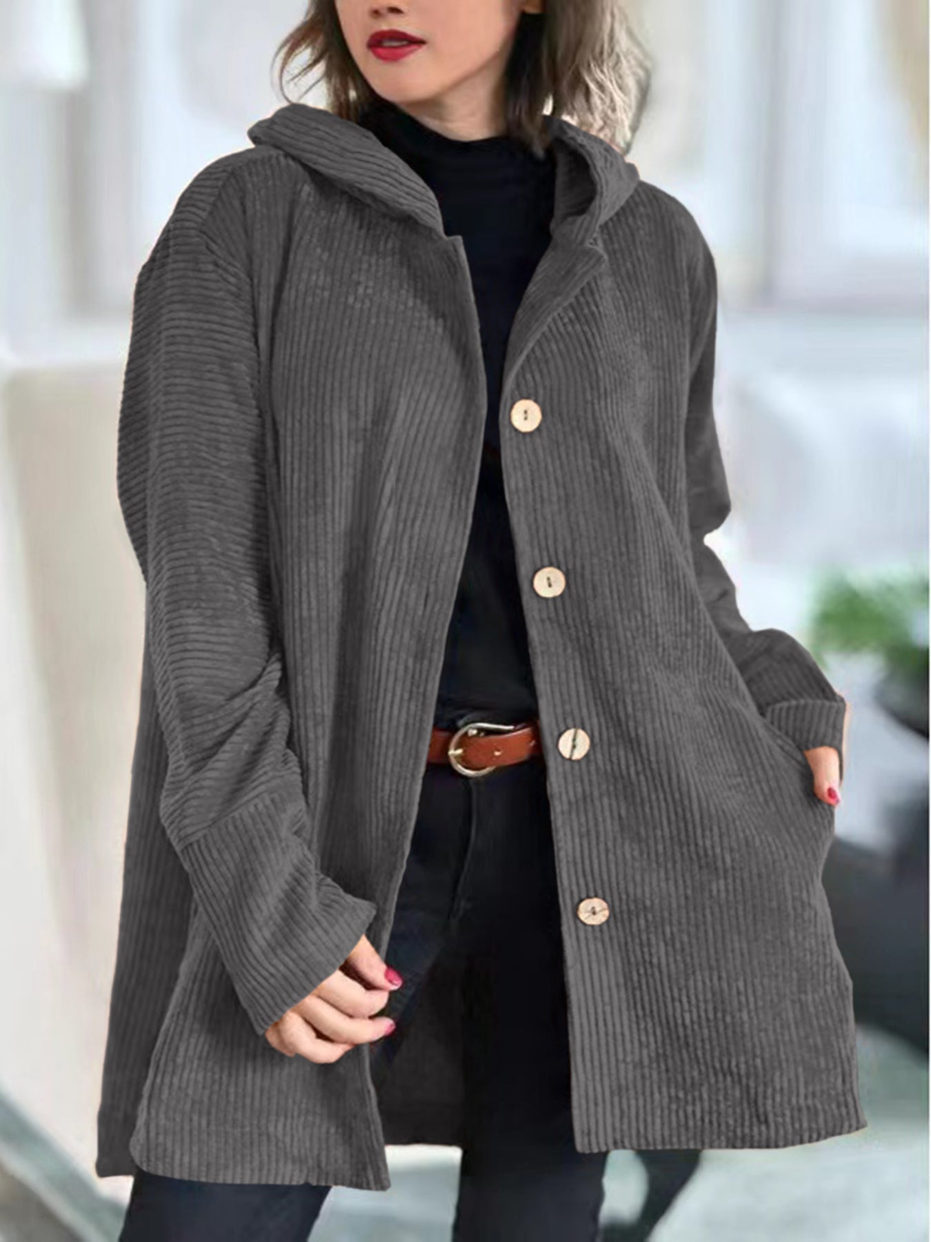 Corduroy Casual Hooded Jacket（Buy 2 Free Shipping）