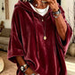 Women’s 3/4 Sleeves Minimalist Velour Hoodie Top