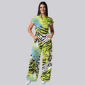 Women's Green Mixed Animal Printed Scrub Jumpsuit JL05