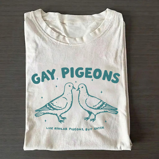 Gay Pigeons Funny LGBTQ Pride Vintage Queer T-shirt