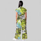 Women's Green Mixed Animal Printed Scrub Jumpsuit JL05