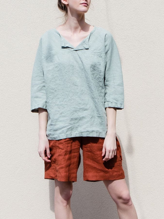 Women'S Casual Solid Color Cotton And Linen Loose Top