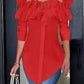 Women's Casual Solid Color Long Sleeve One Shoulder Ruffled Shirt