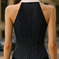 Pinstripe Top With Contrast Collar And Button Front