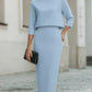 Boat Neck Top And Midi Skirt Set