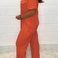 Pleated fabric top and pants suit