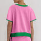 Women's Colorblock Edge Drop Shoulder T-Shirt Skort 2Pcs Set (Buy 3 Free Shipping)
