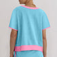 Women's Colorblock Edge Drop Shoulder T-Shirt Skort 2Pcs Set (Buy 3 Free Shipping)