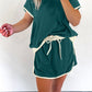 Women's Colorblock Edge Drop Shoulder T-Shirt Skort 2Pcs Set (Buy 3 Free Shipping)