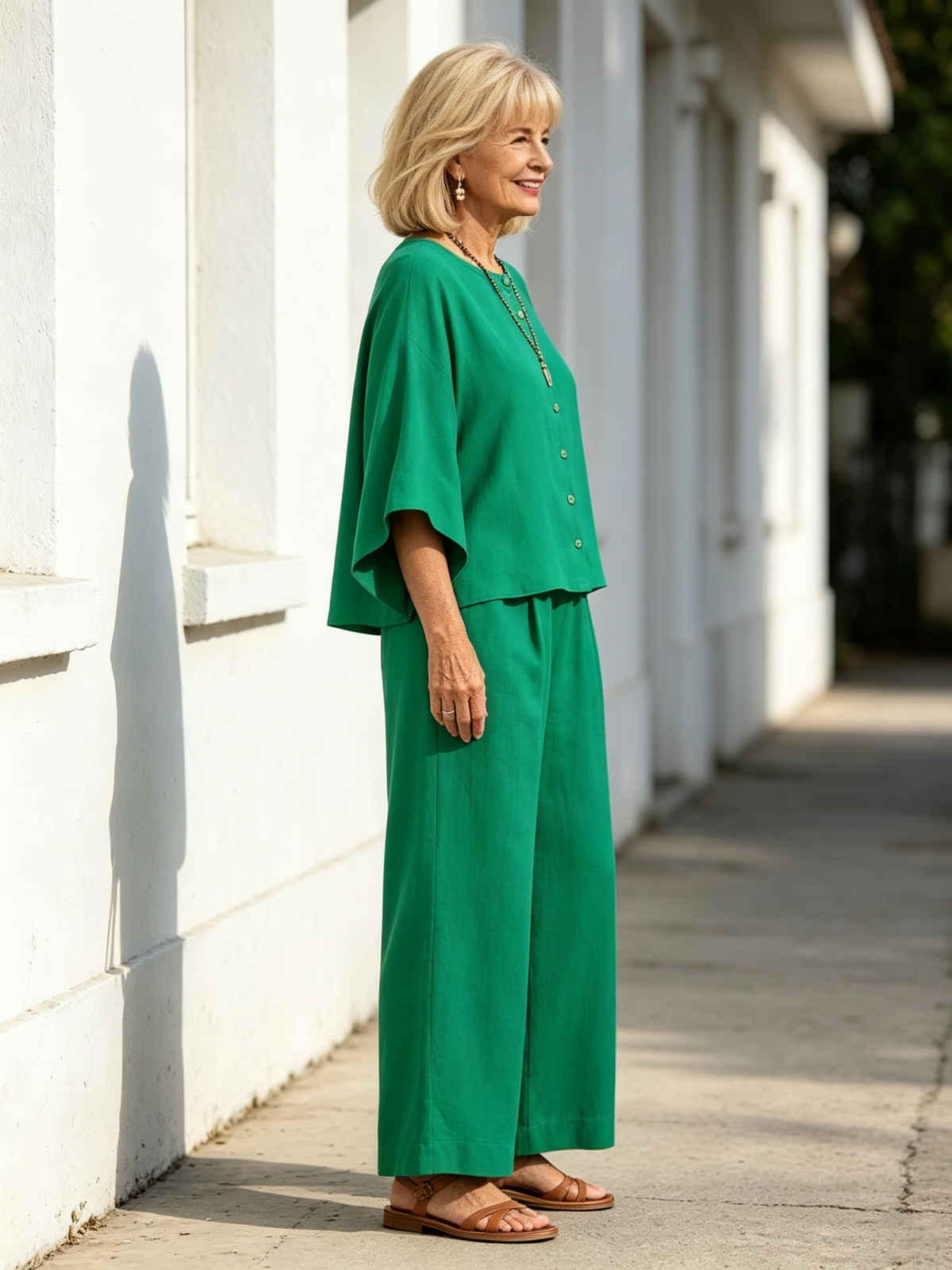 2Pcs Women's Suit Casual Women's Clothing Cotton and Linen Wide-leg Pants Suit
