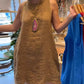 Women's Casual Solid Color Round Neck Sleeveless Splicing Dress