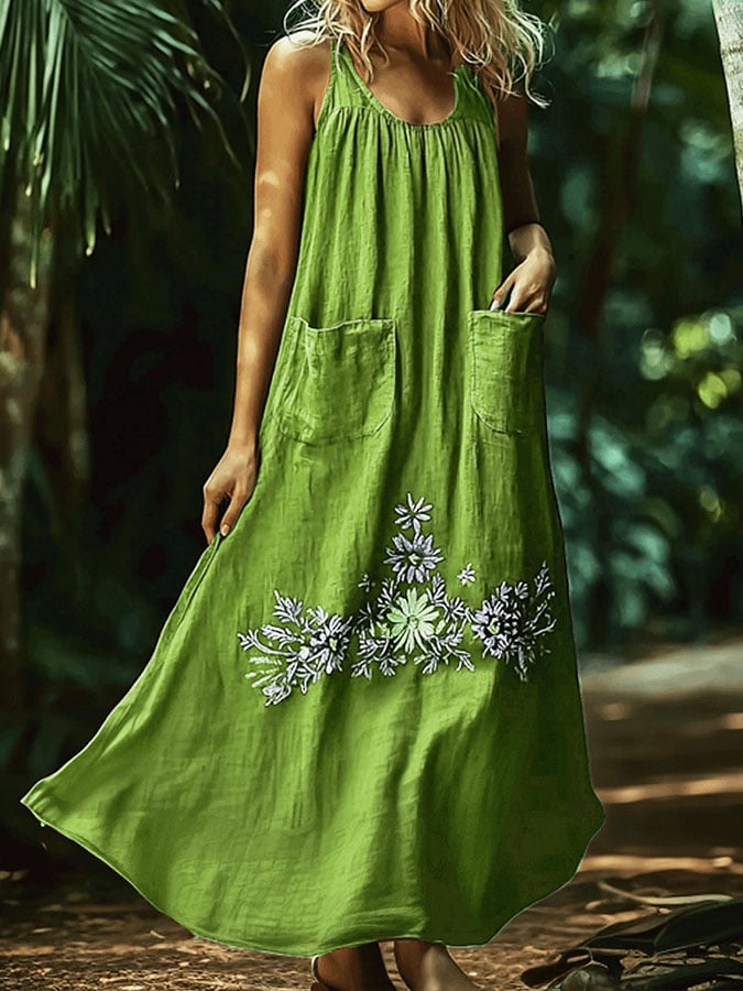 Womens Bohemian Floral Vintage Casual Dress