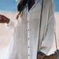 Women's Casual Solid Color V-Neck Long Sleeve Button Dress