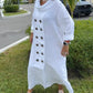 Women's Casual Round Neck Solid Color Button Loose Dress