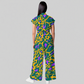 Women's African Purple Leopard Printed Scrub Jumpsuit JL03