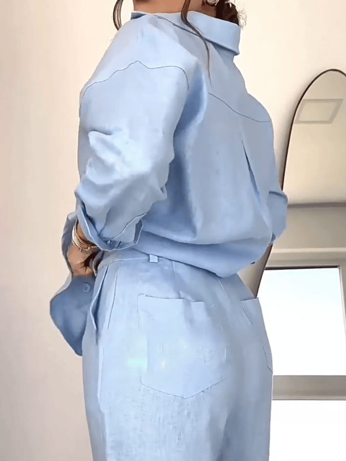 Women'S Casual Shirt Top Pants Set