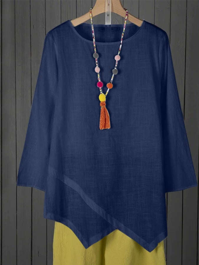 Women's Casual Loose And Versatile Solid Color Long Sleeved Top
