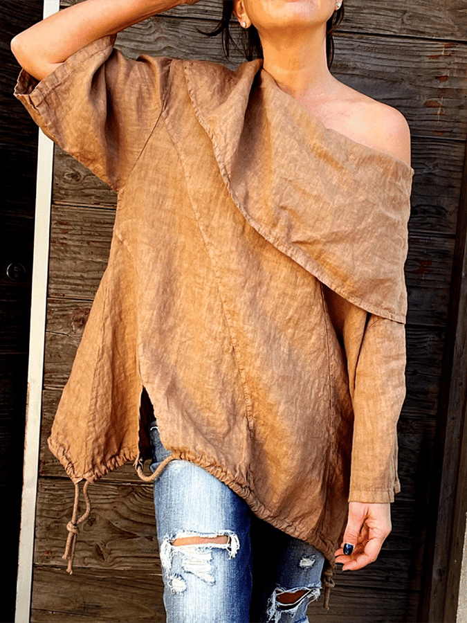 Women'S Irregular Drawstring Top