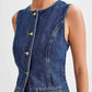 Abel Denim Button Up Top - Dark Blue