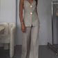 Solid Color Elegant Sleeveless Vest & Suit Pants Two-Piece Set