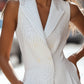Striped Sleeveless Double - Breasted Romper: Stylish and Chic