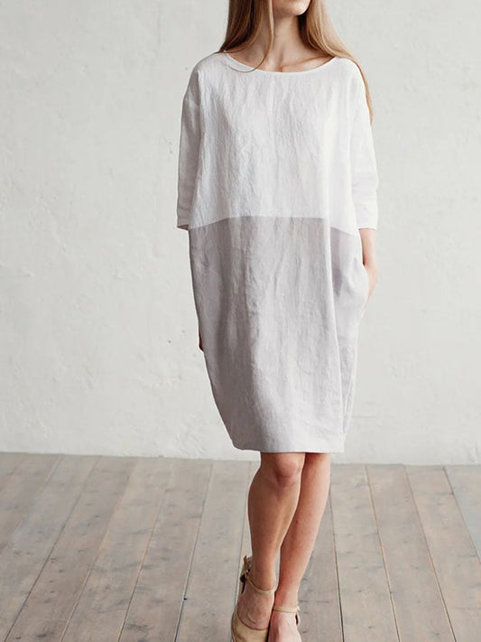 Women's Retro Casual Colorblock Loose Dress