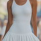 White Ribbed Skater Mini Dress