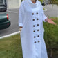 Women's Casual Round Neck Solid Color Button Loose Dress