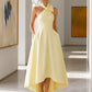Halter Neck Bow Detail High-Low A-Line Maxi Dress