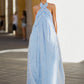 Nautical Stripe Halter Neck Maxi Dress