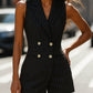 Striped Sleeveless Double - Breasted Romper: Stylish and Chic