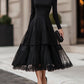 Long Sleeve Tiered Lace Hem Maxi Dress