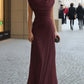 Draped Cowl-Neck Ruched Maxi Dress