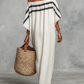 Women's Minimalist Off-Shoulder Batwing Sleeve Linen Maxi Dress