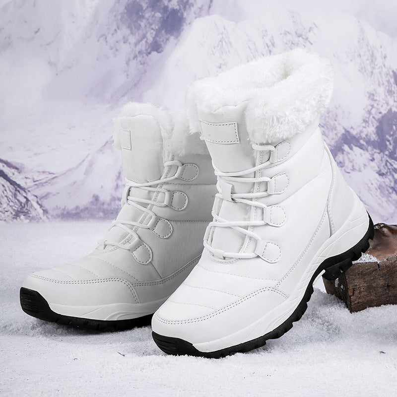Rakkiss Women's Thermal Winter Hiking Boots - High-Cut Fleece Lined Snow Boots (Pink, White & Black - US 5-10)