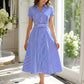 Striped Shirt Collar Fit-and-Flare Midi Dress