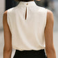 Elegant Ivory High-Neck Sleeveless Satin Blouse