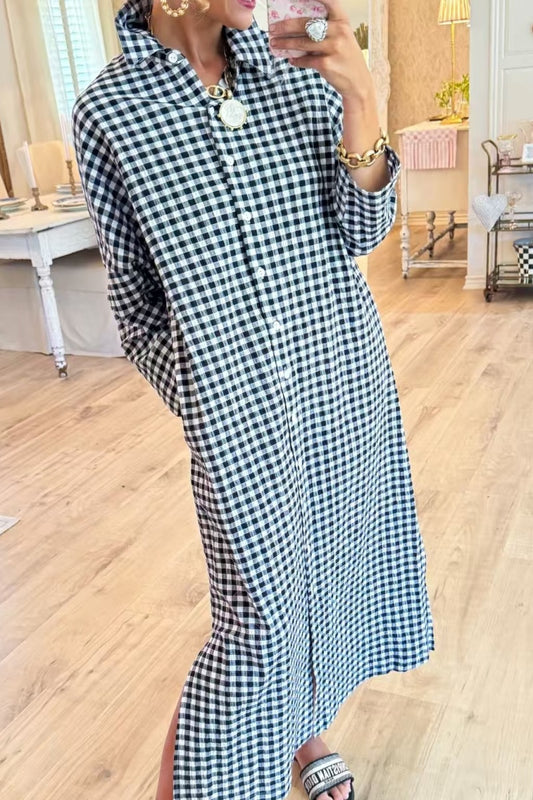 Seersucker Gingham Maxi Dress