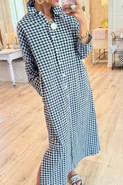 Seersucker Gingham Maxi Dress