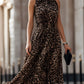 Sleeveless Leopard Print Flowing Maxi Dress