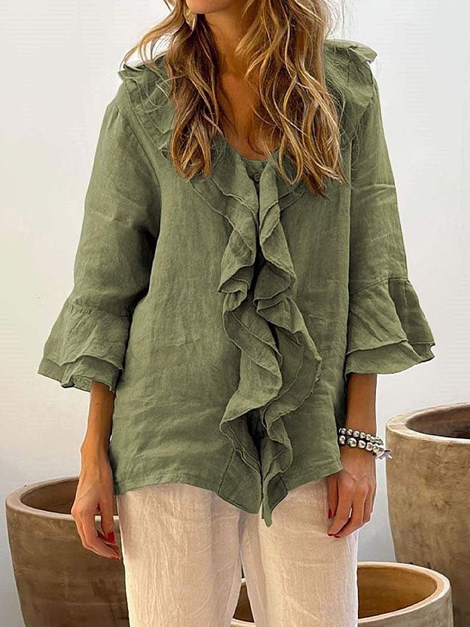 Women's ruffled casual shirt