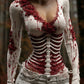 Women's Vintage Halloween Pattern Rose Linen Blend Art T-shirt