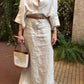 Women's Casual Cotton and Linen Shirt Skirt Suit