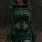 Vintage Halloween Anatomy And Rose Art Knit Hooded Sweater